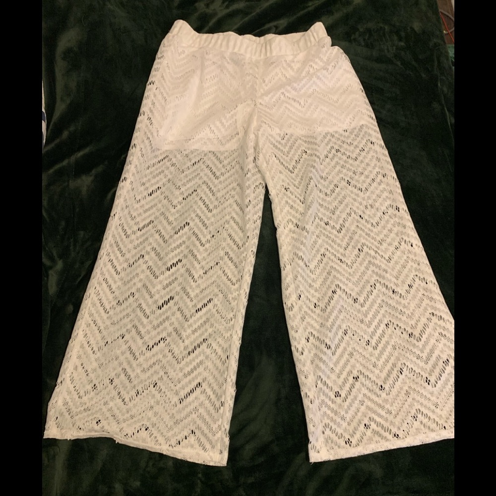 White beach cover up palazzo pants